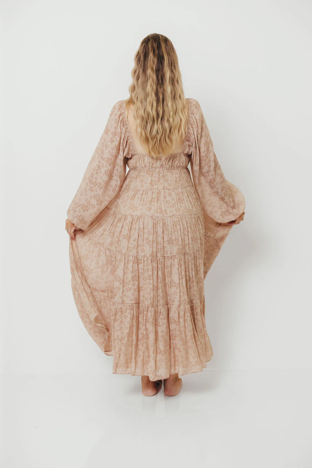 Elyse Maxi Dress in Beige Floral - Image 11