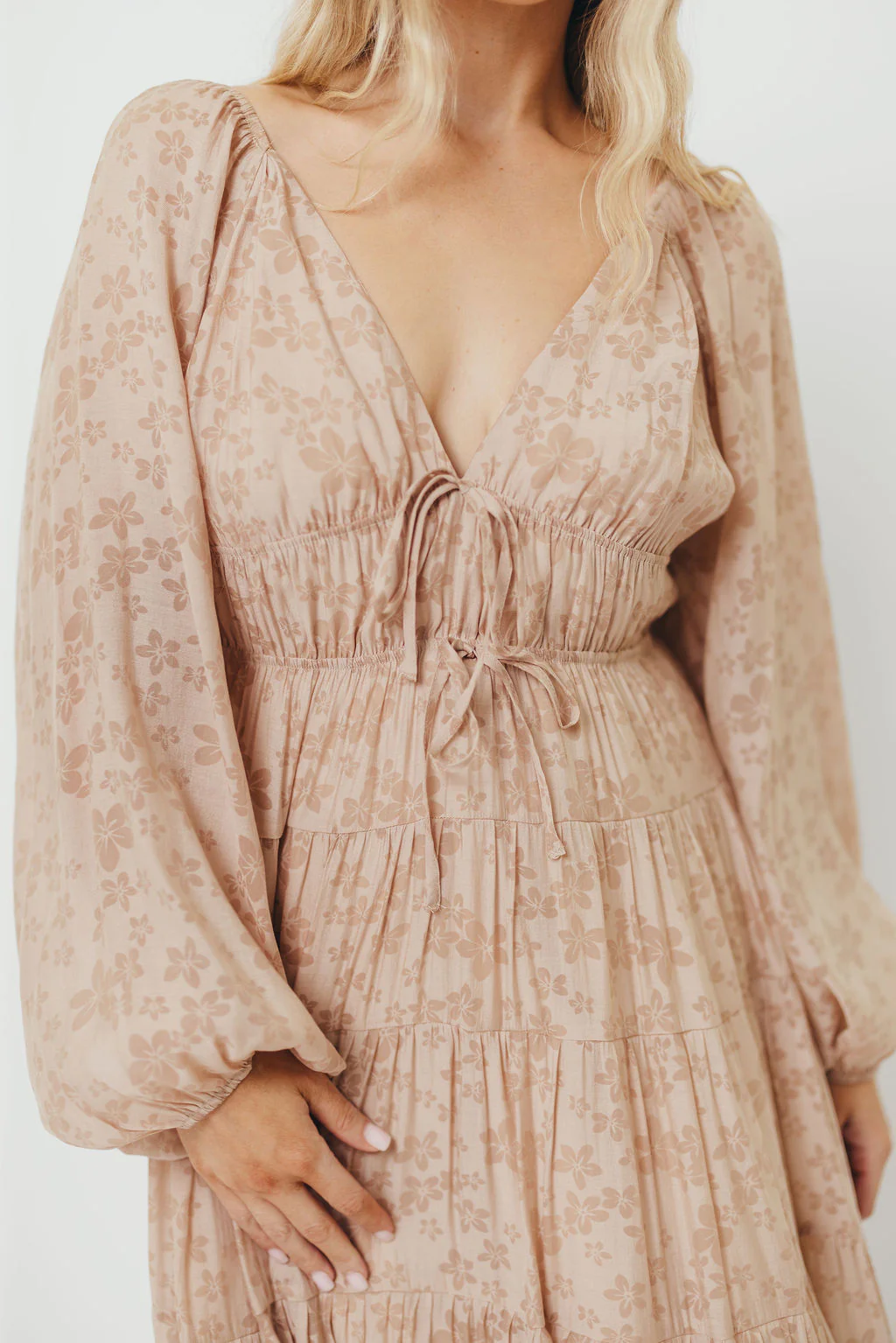 Elyse Maxi Dress in Beige Floral - Image 14