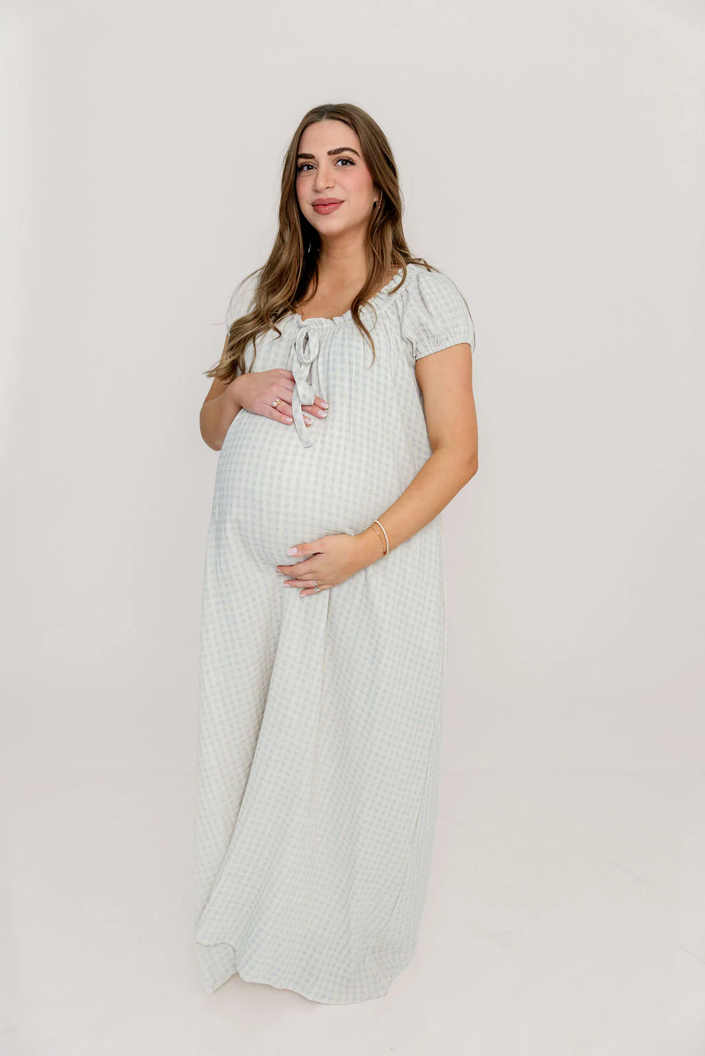 Ensley 100% Cotton Maxi Dress in Baby Blue Plaid - Bump Friendly - Image 16