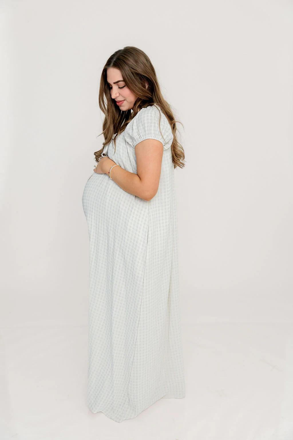 Ensley 100% Cotton Maxi Dress in Baby Blue Plaid - Bump Friendly - Image 18