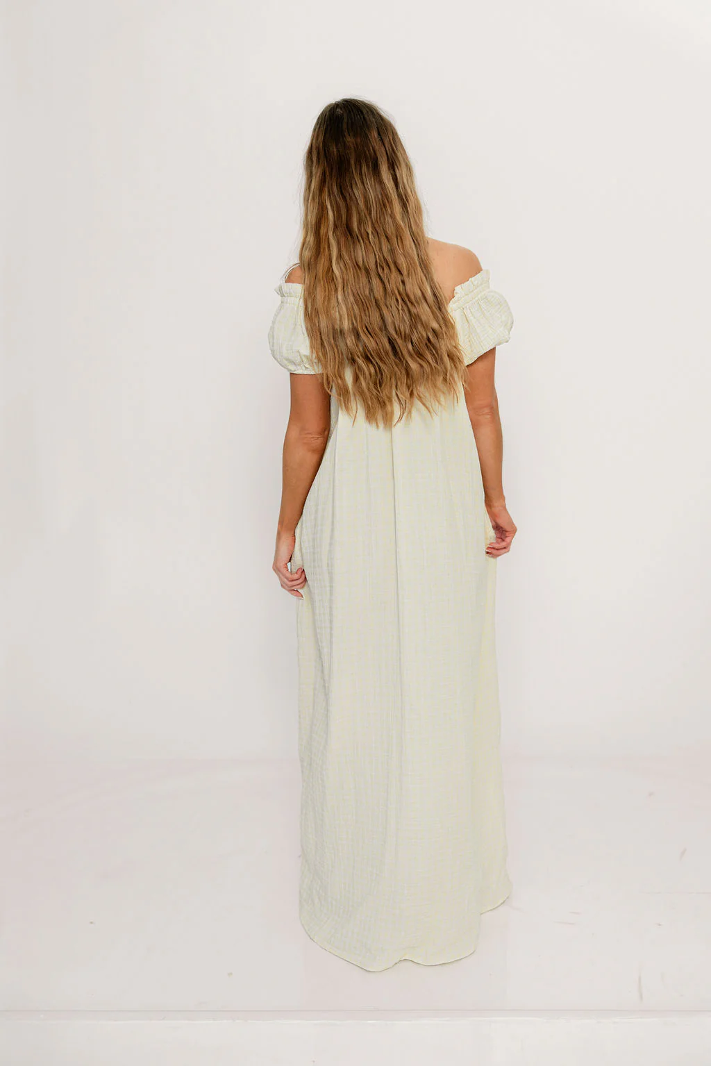 Ensley 100% Cotton Maxi Dress in Custard Plaid - Bump Friendly - Image 7