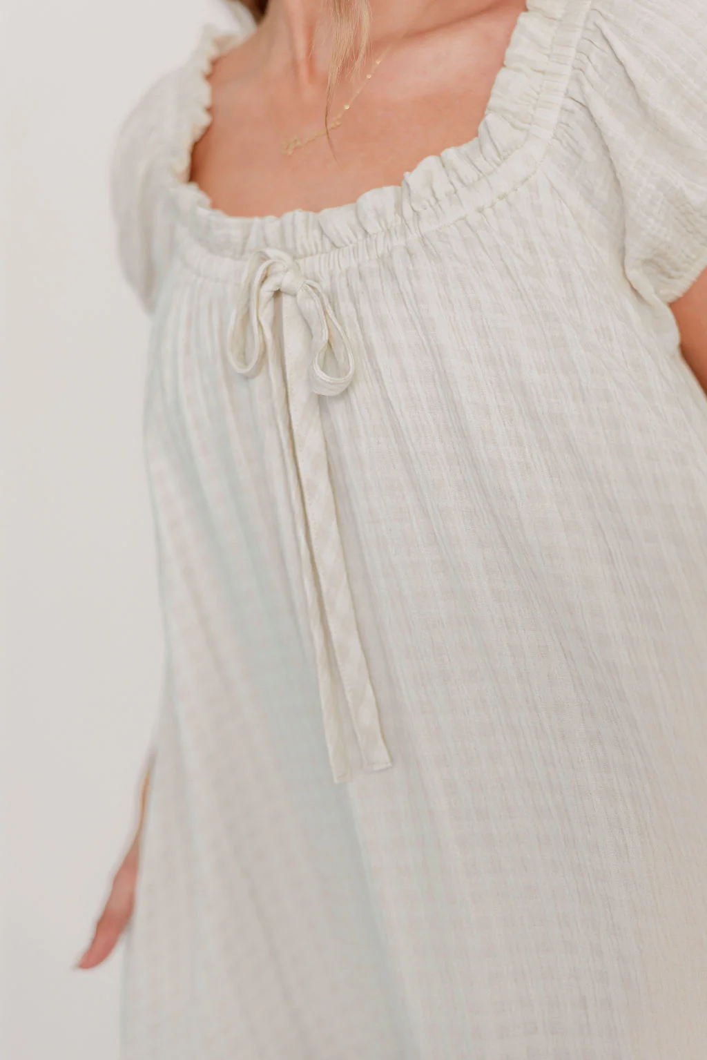Ensley 100% Cotton Maxi Dress in Pale Pink Plaid - Bump Friendly - Image 14