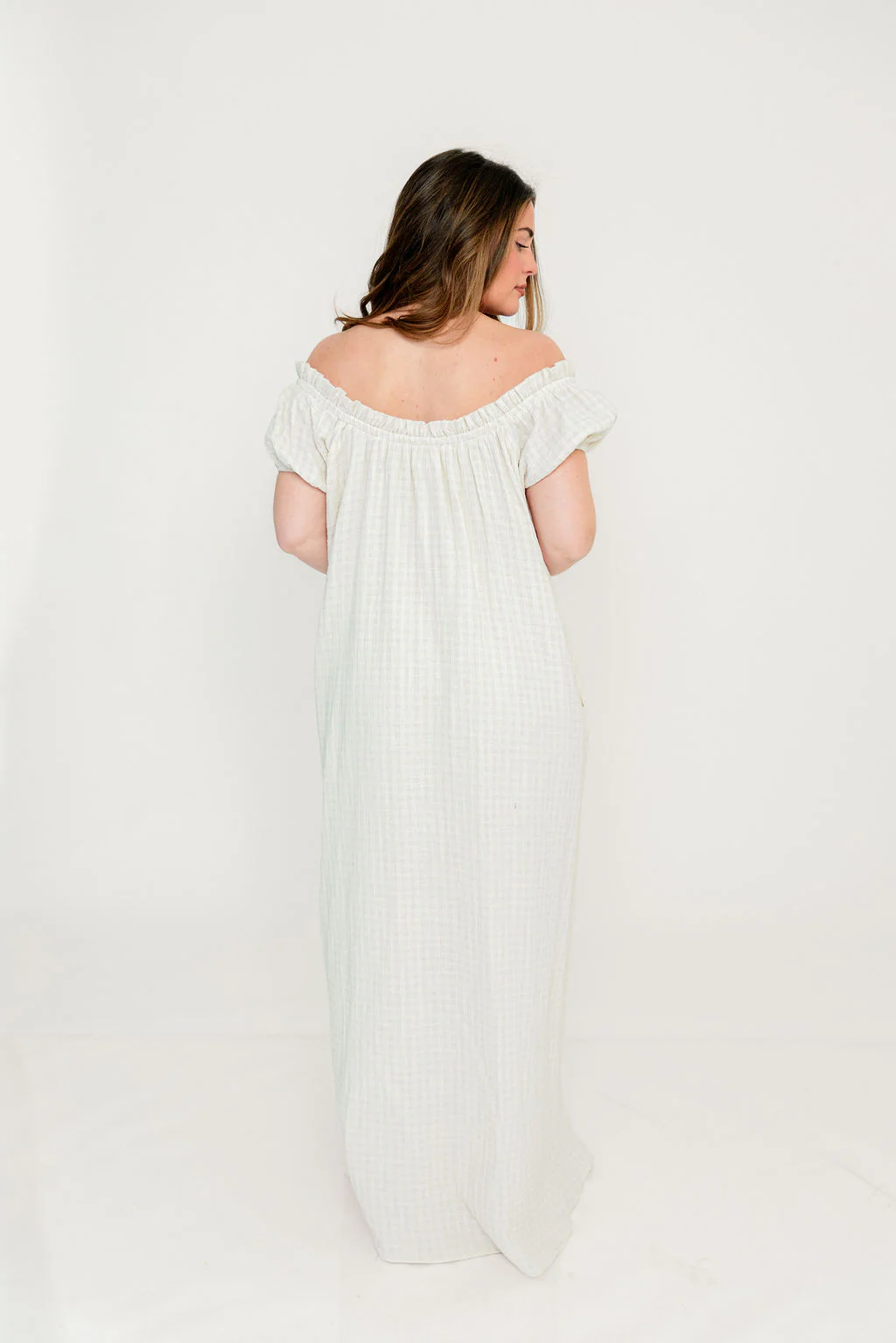 Ensley 100% Cotton Maxi Dress in Pale Pink Plaid - Bump Friendly - Image 18