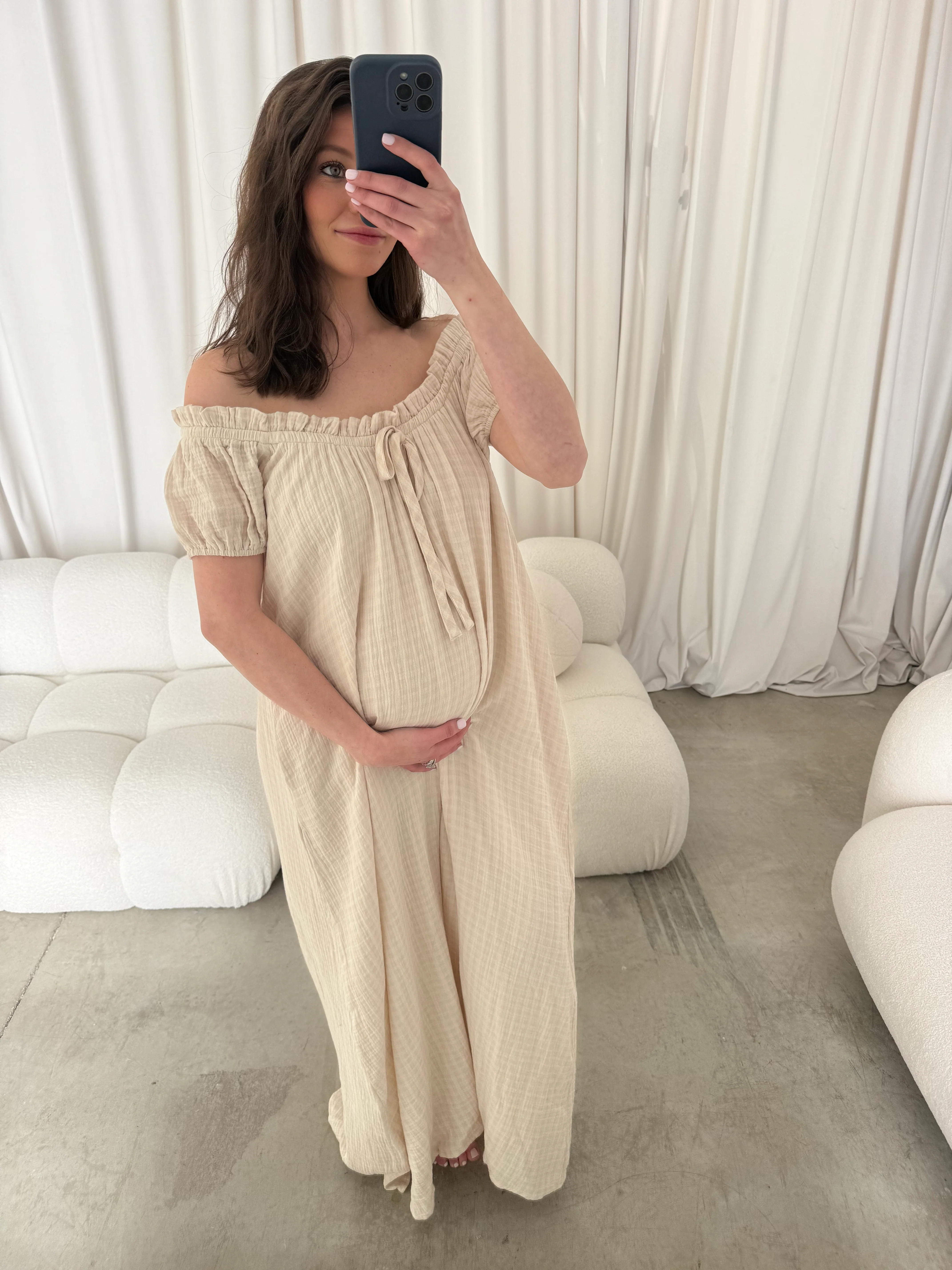 Ensley 100% Cotton Maxi Dress in Pale Pink Plaid - Bump Friendly - Image 20