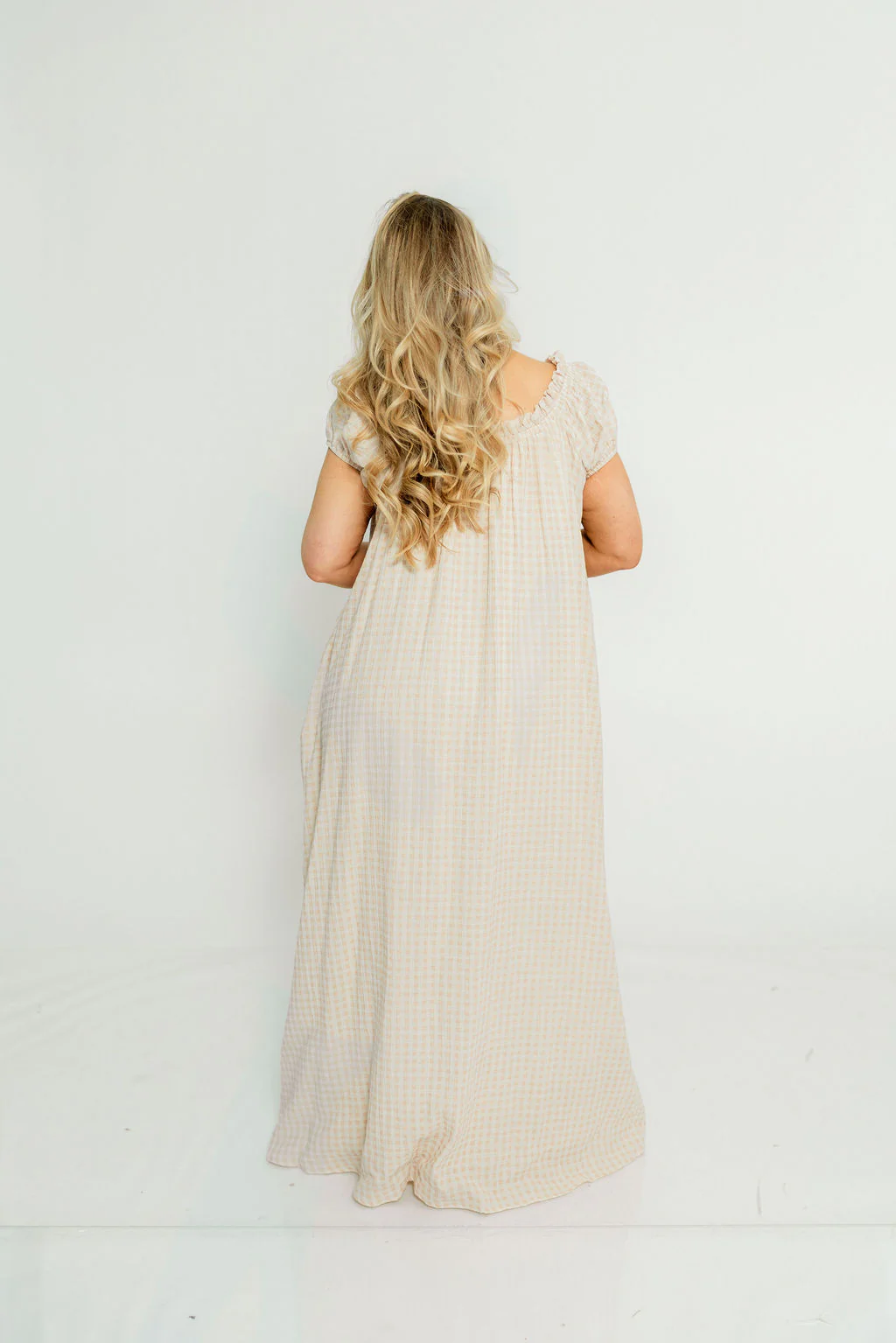 Ensley 100% Cotton Maxi Dress in Rose Plaid - Bump Friendly - Image 11