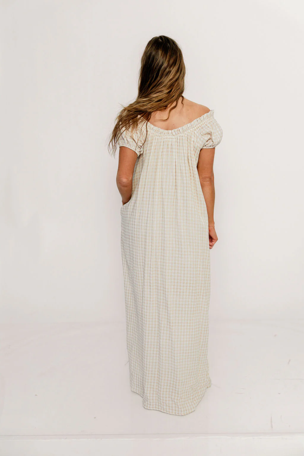Ensley 100% Cotton Maxi Dress in Rose Plaid - Bump Friendly - Image 5