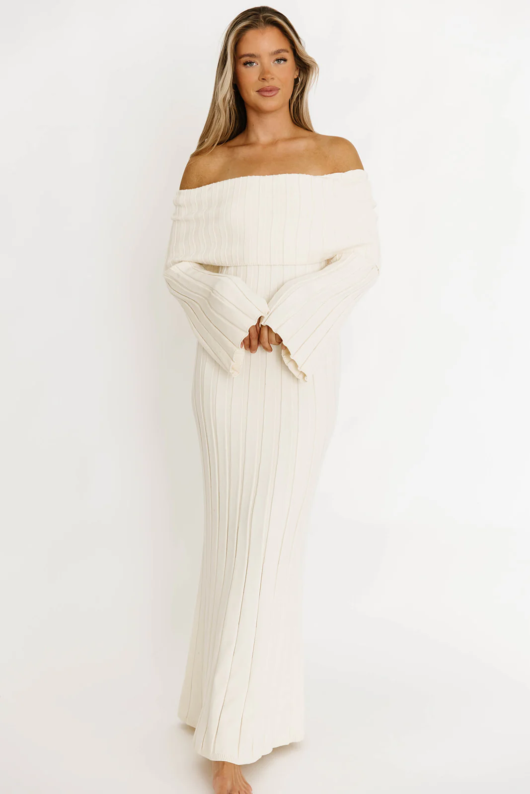 Evella Maxi Dress in Cream - Bump Friendly & Inclusive Sizing