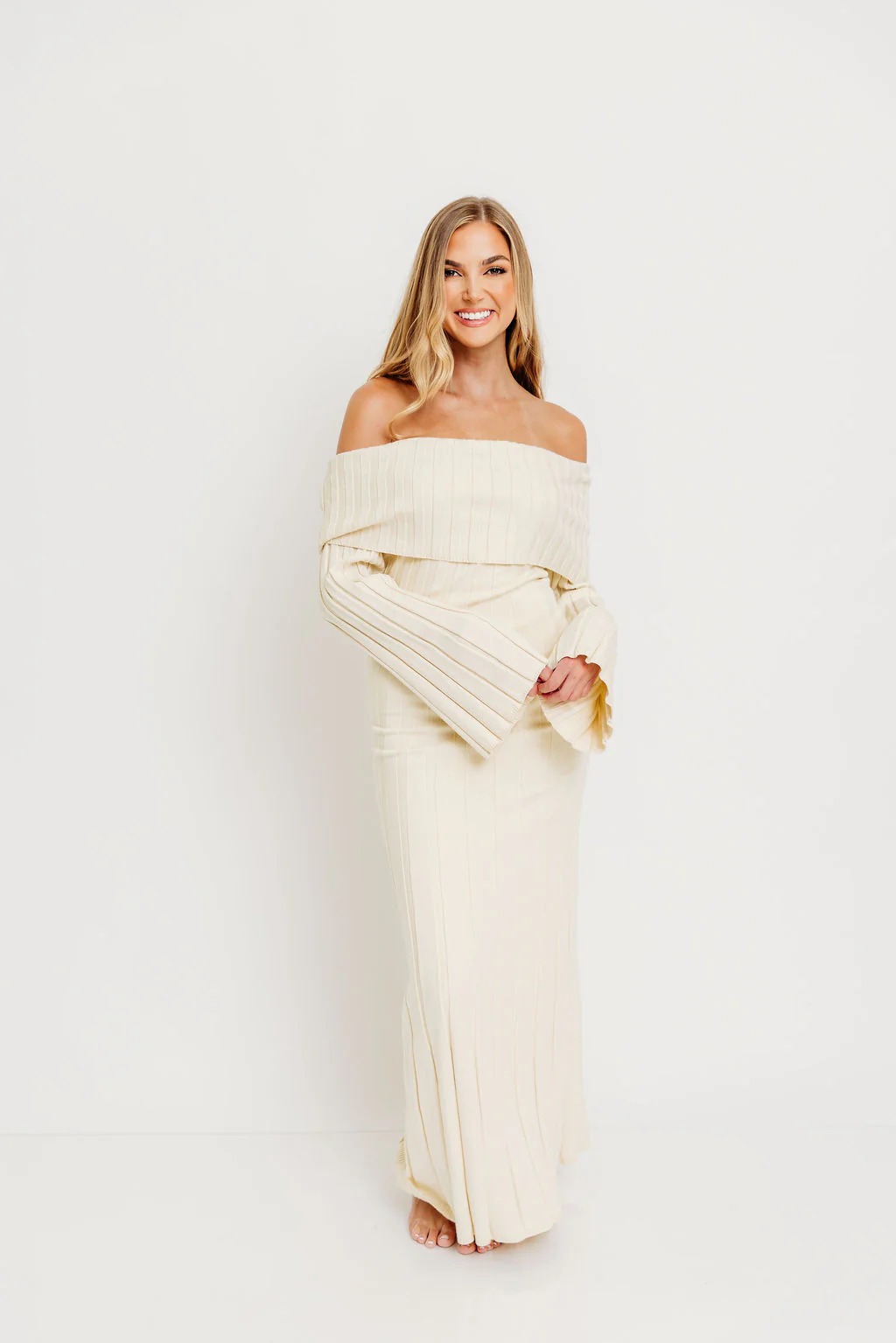 Evella Maxi Dress in Cream - Bump Friendly & Inclusive Sizing - Image 14