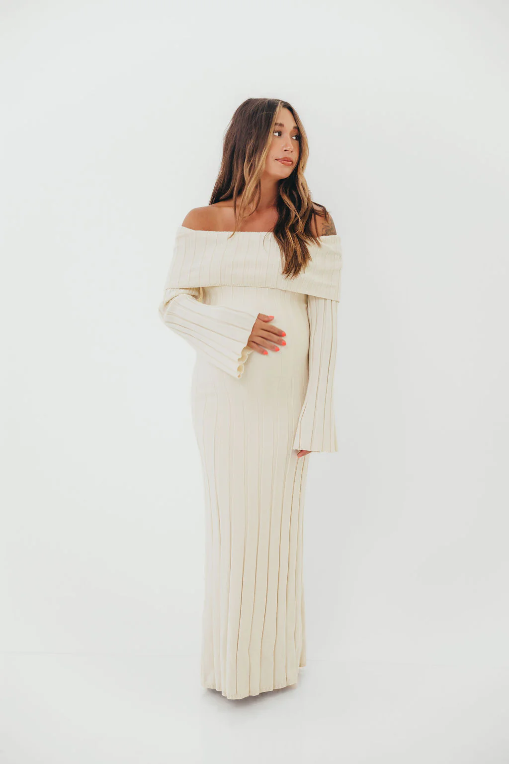Evella Maxi Dress in Cream - Bump Friendly & Inclusive Sizing - Image 5