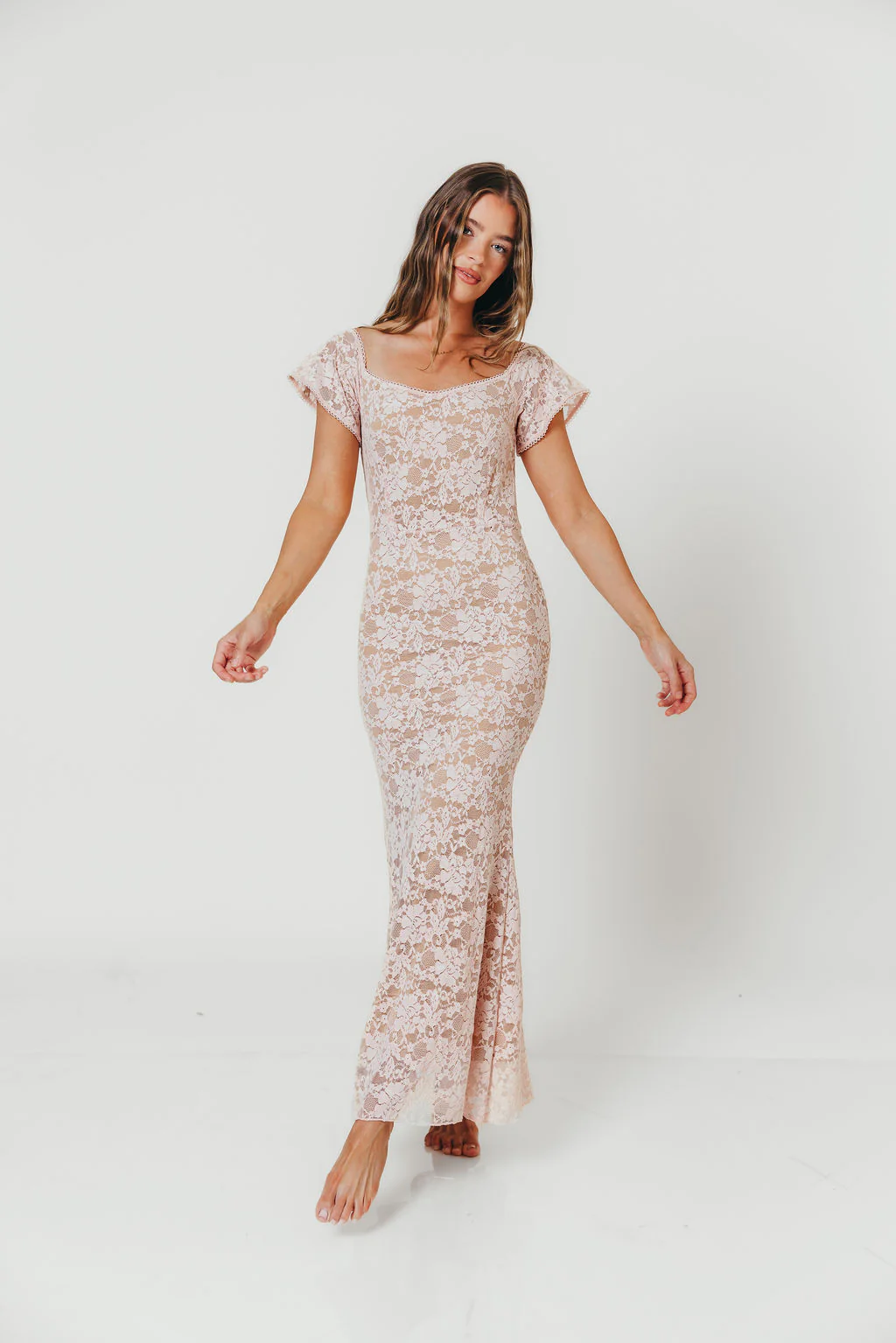 Evermore Lace Maxi Dress in Pale Pink - Image 2
