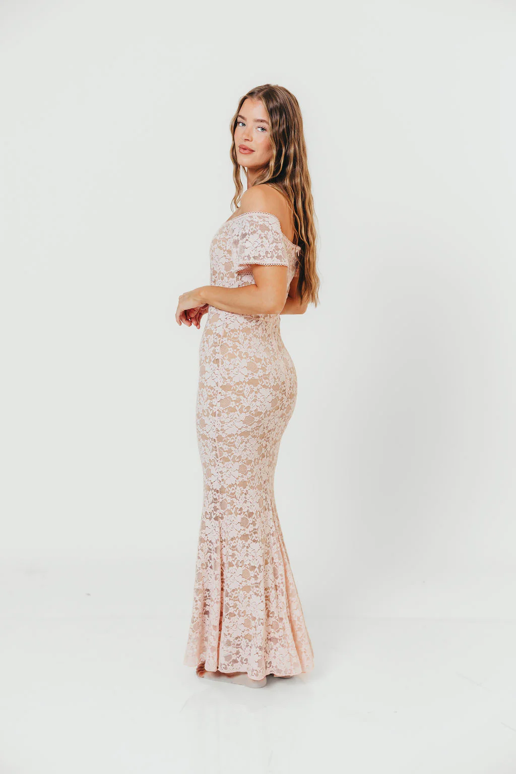 Evermore Lace Maxi Dress in Pale Pink - Image 3
