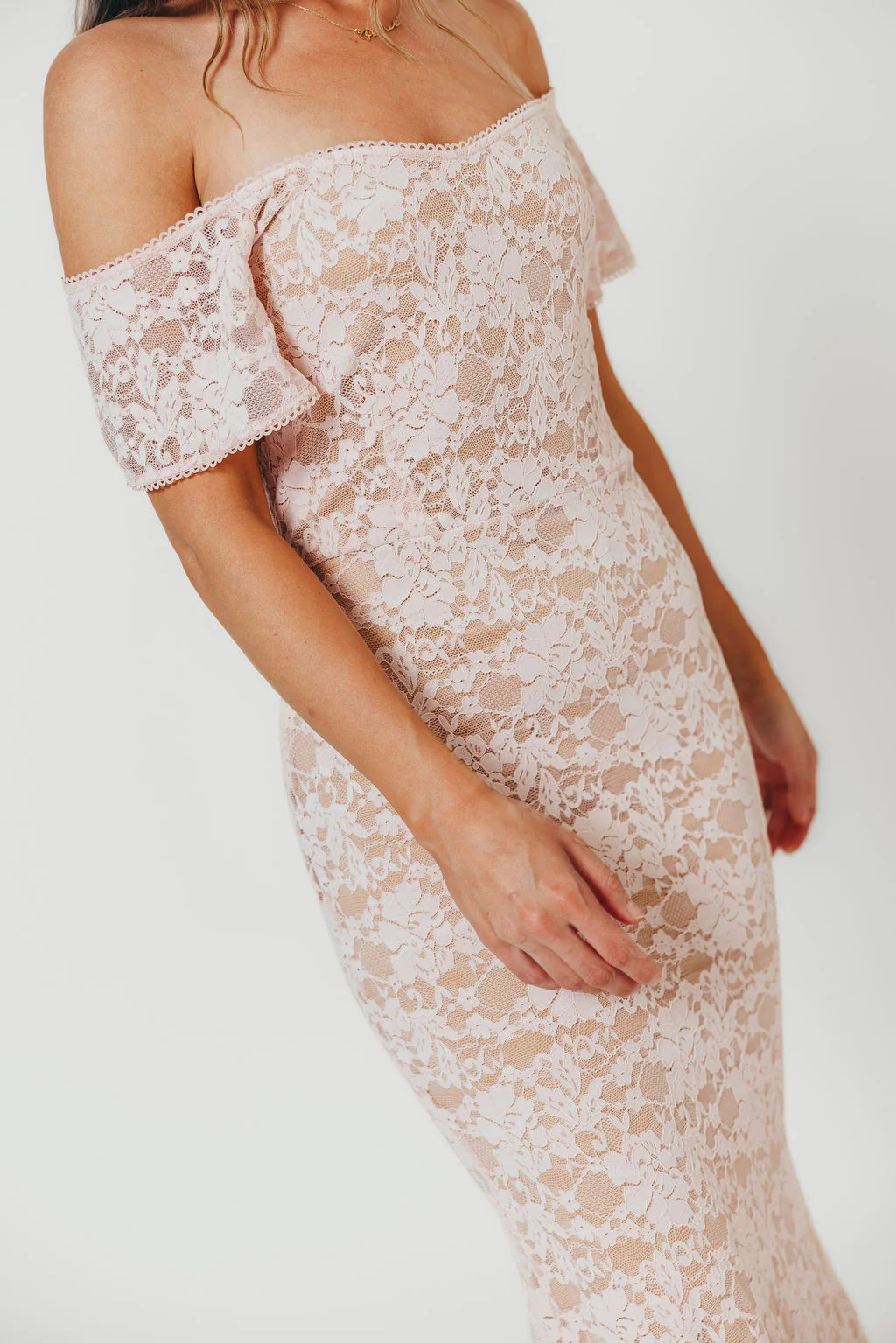 Evermore Lace Maxi Dress in Pale Pink - Image 4