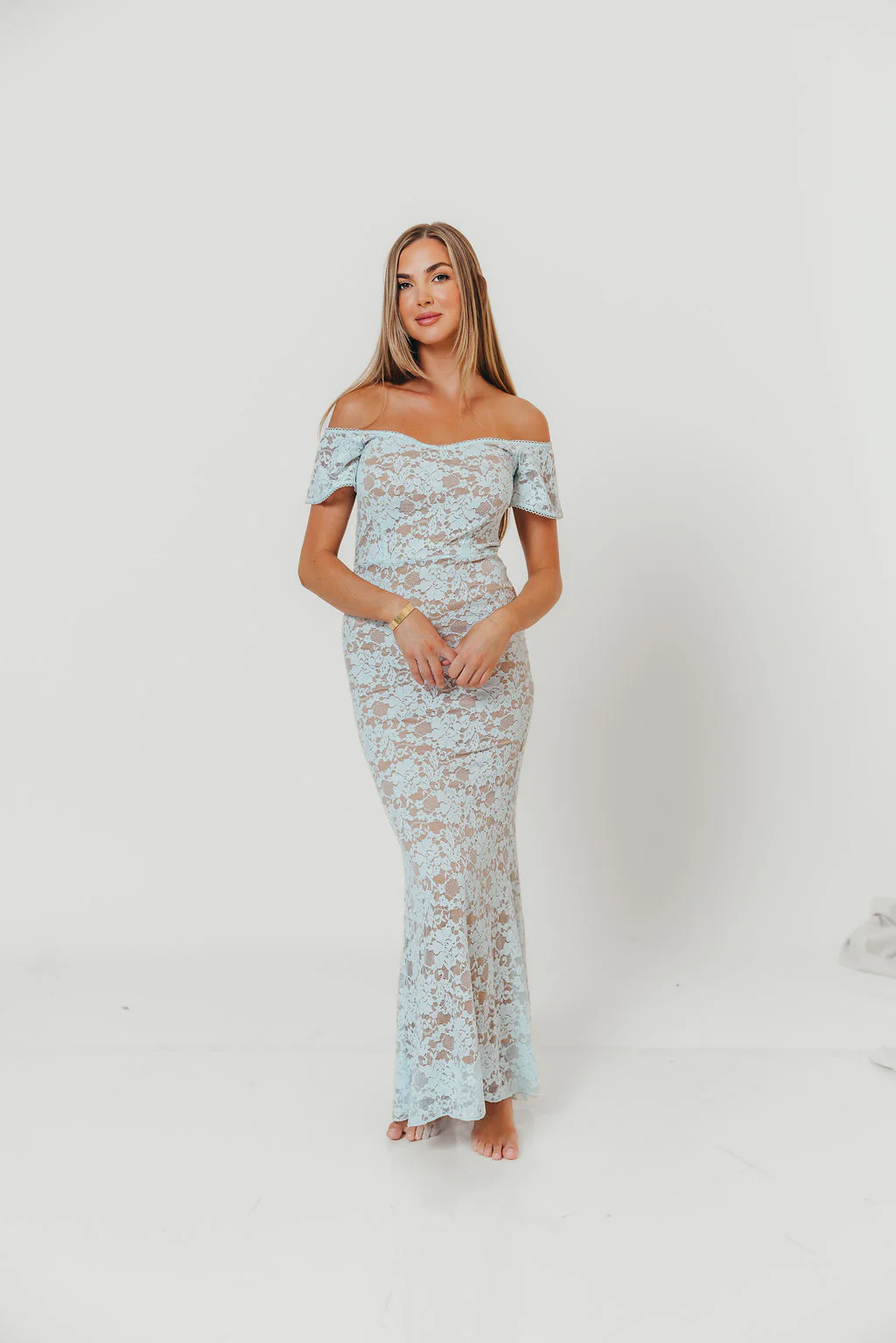 Evermore Lace Maxi Dress in Pale Blue - Image 5