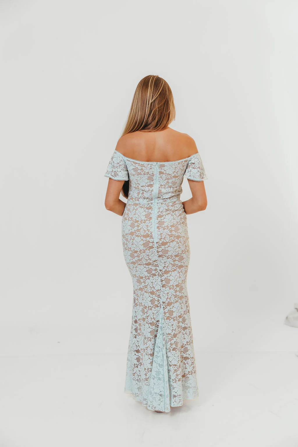 Evermore Lace Maxi Dress in Pale Blue - Image 6