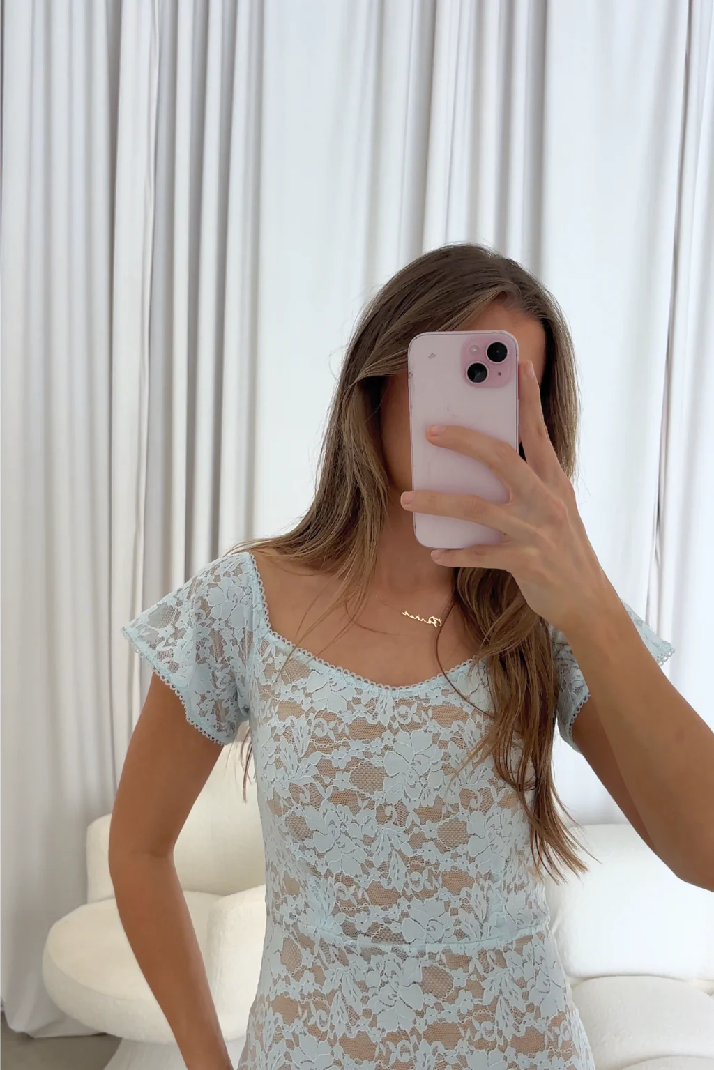 Evermore Lace Maxi Dress in Pale Blue - Image 9