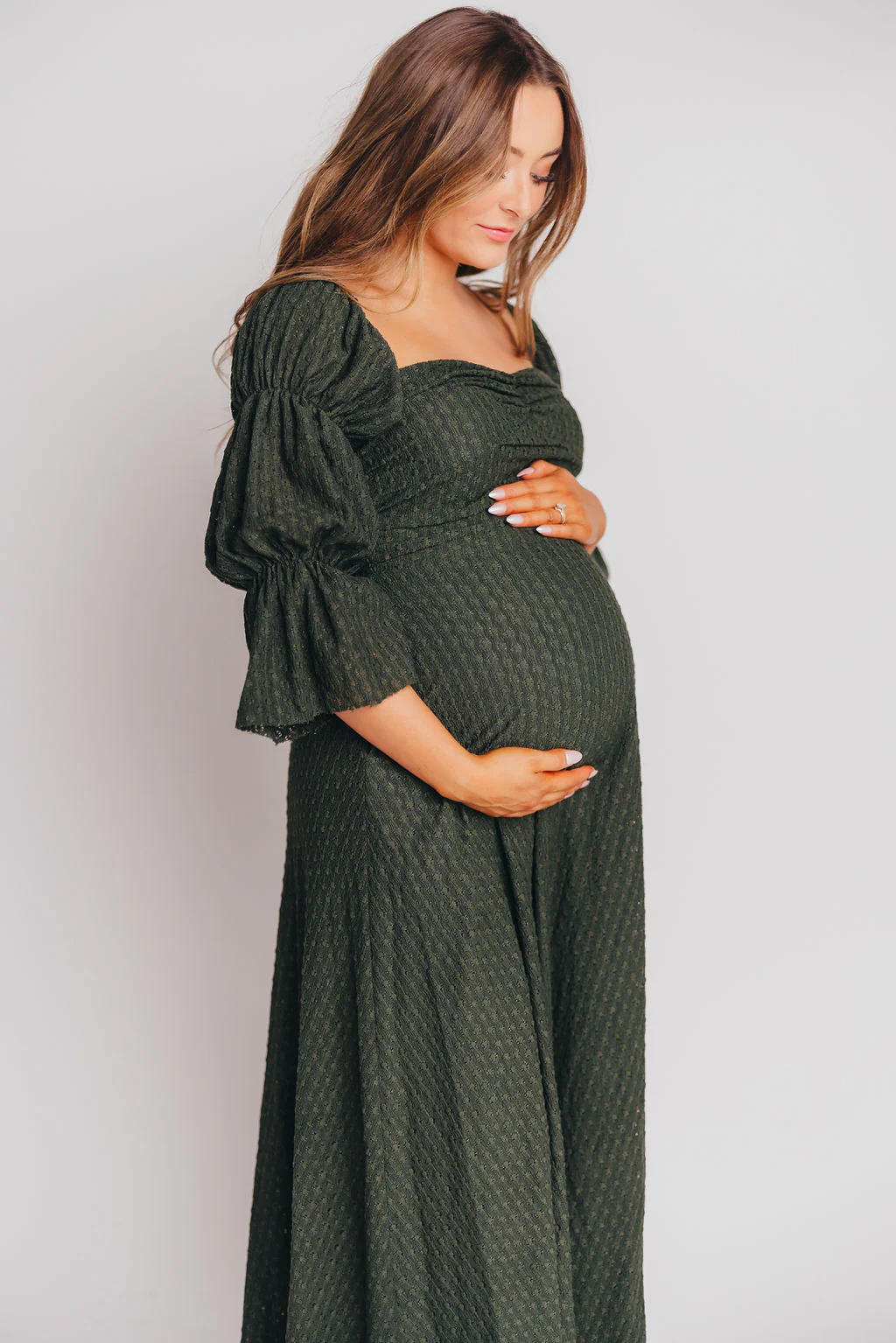 Corrine Tiered Sleeve Maxi Dress with Pockets in Hunter Green - Image 13