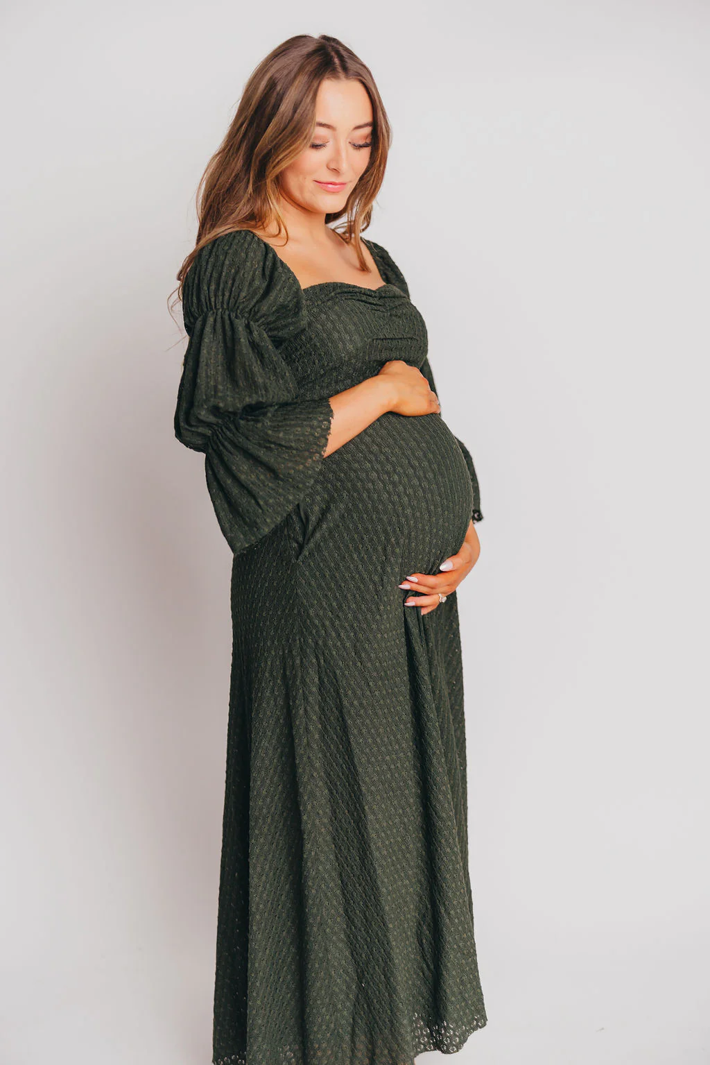 Corrine Tiered Sleeve Maxi Dress with Pockets in Hunter Green - Image 14