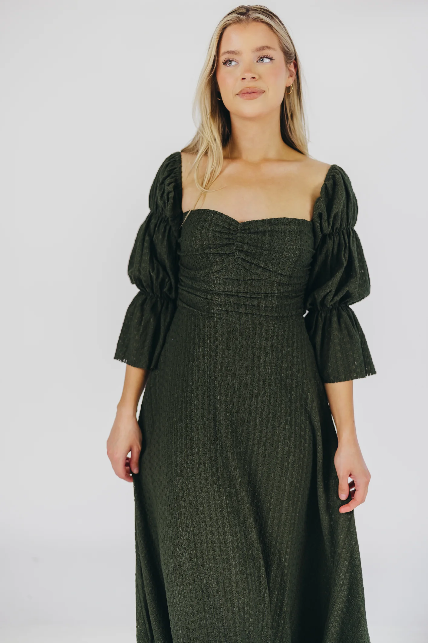 Corrine Tiered Sleeve Maxi Dress with Pockets in Hunter Green - Image 24