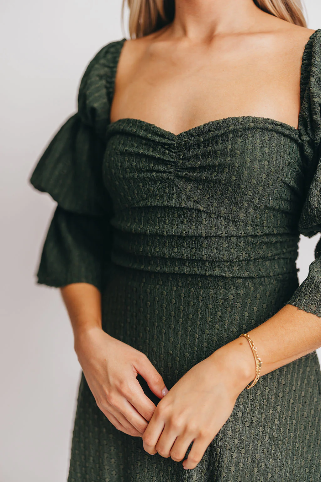 Corrine Tiered Sleeve Maxi Dress with Pockets in Hunter Green - Image 9