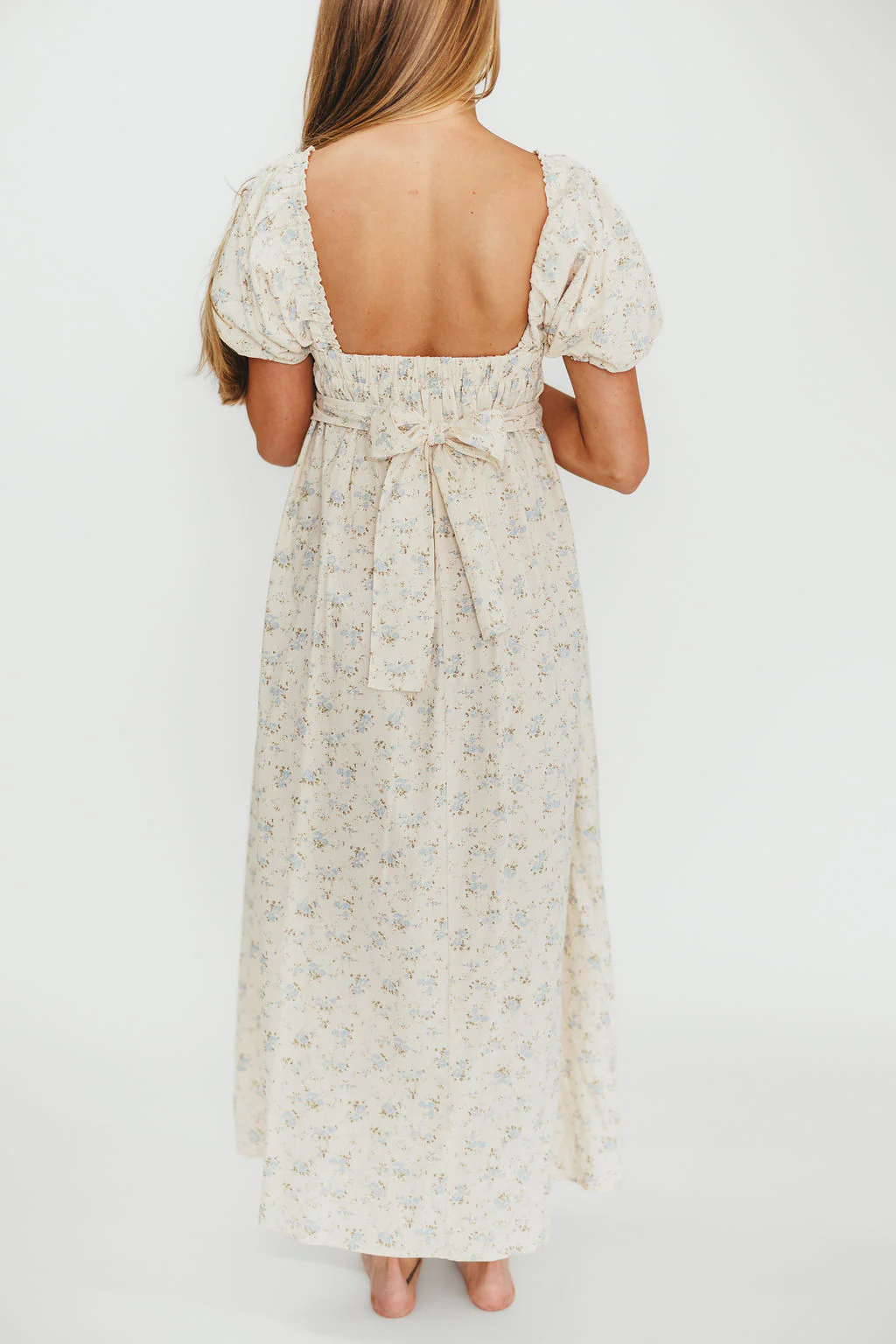Finley 100% Cotton Peplum Midi Dress in Ivory/Blue - Bump & Nursing Friendly - Image 8