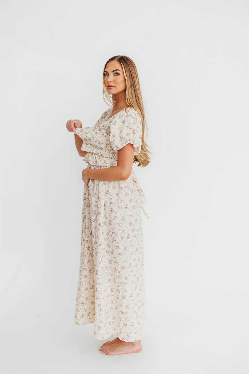 Finley 100% Cotton Peplum Midi Dress in Petal Pink - Bump & Nursing Friendly - Image 11