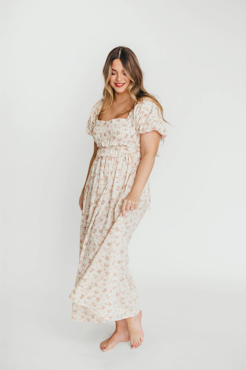 Finley 100% Cotton Peplum Midi Dress in Petal Pink - Bump & Nursing Friendly - Image 12