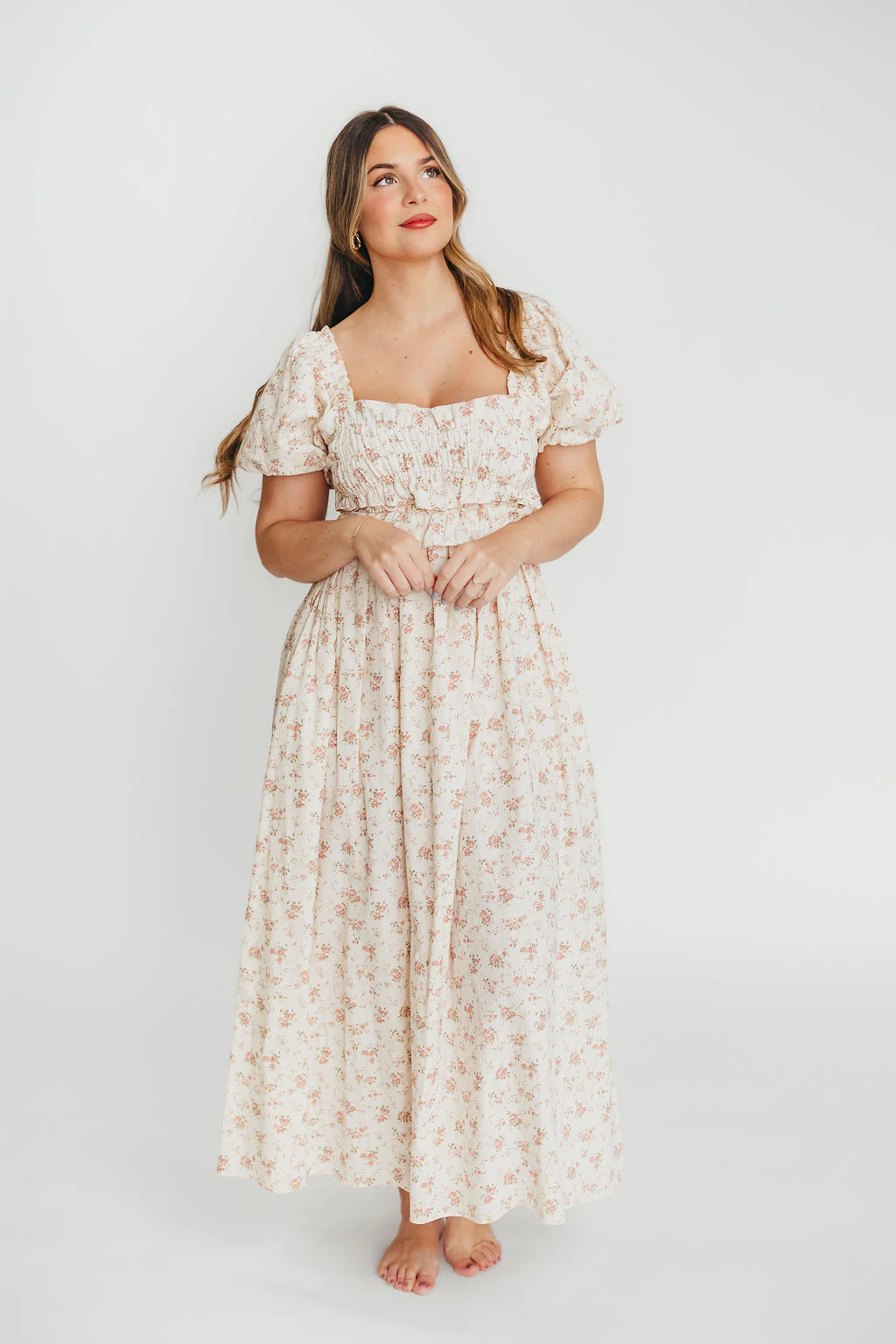 Finley 100% Cotton Peplum Midi Dress in Petal Pink - Bump & Nursing Friendly - Image 15
