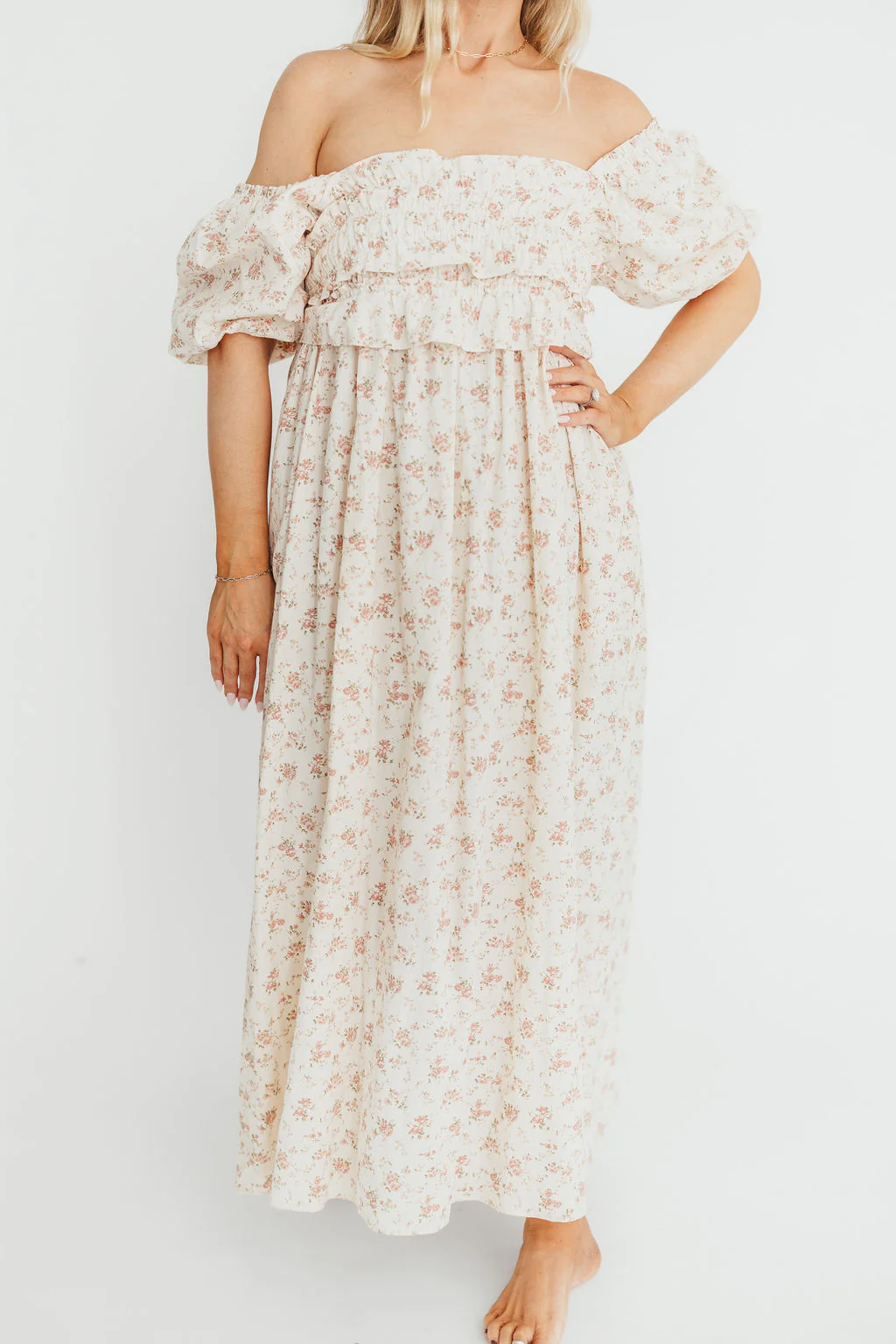 Finley 100% Cotton Peplum Midi Dress in Petal Pink - Bump & Nursing Friendly - Image 20