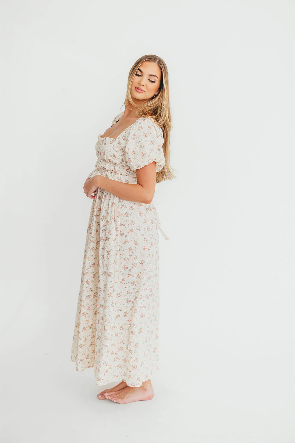 Finley 100% Cotton Peplum Midi Dress in Petal Pink - Bump & Nursing Friendly - Image 4