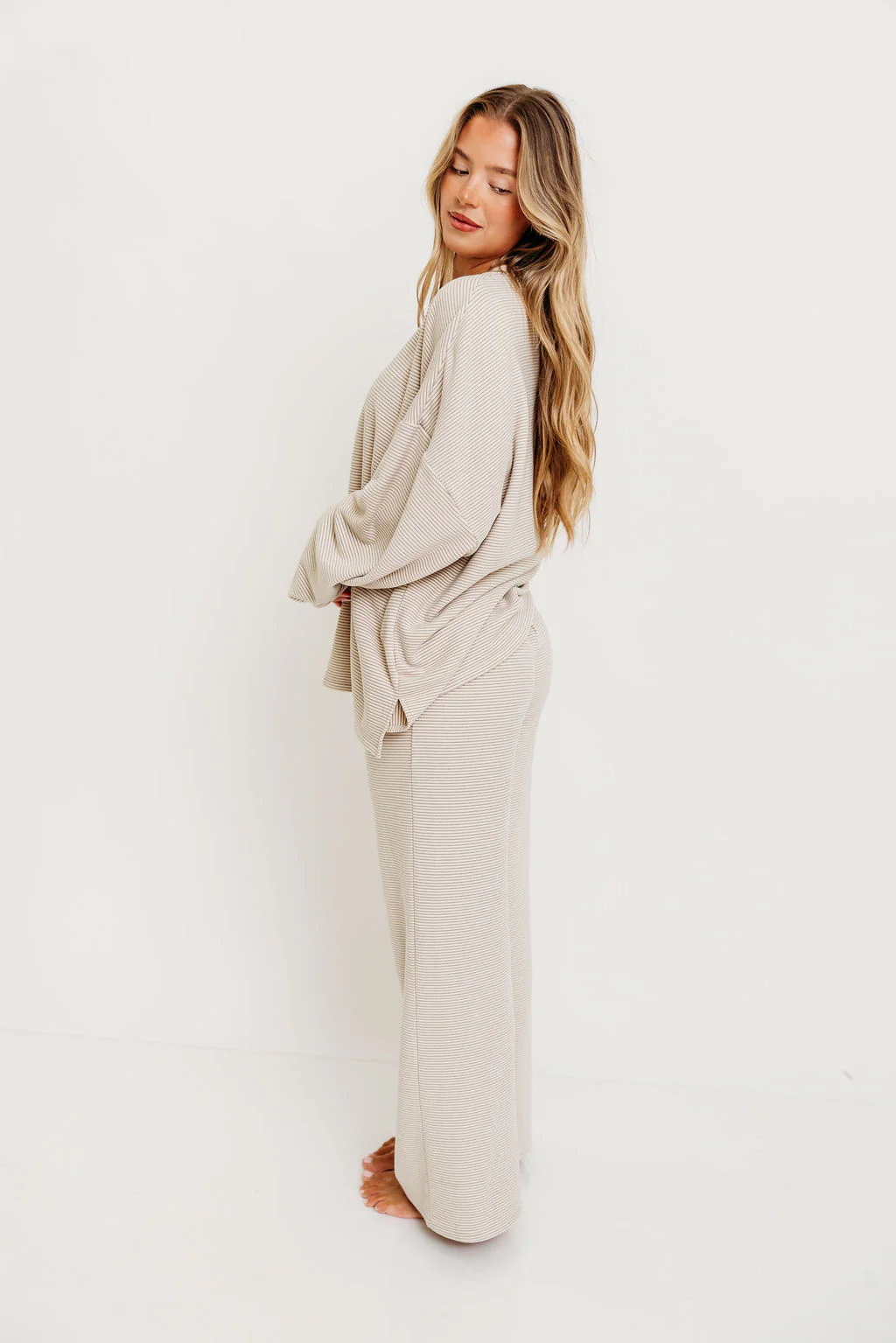 Naomi Striped Oversized Fleece Top in Cream/Grey *Worth Exclusive Print* - Image 13