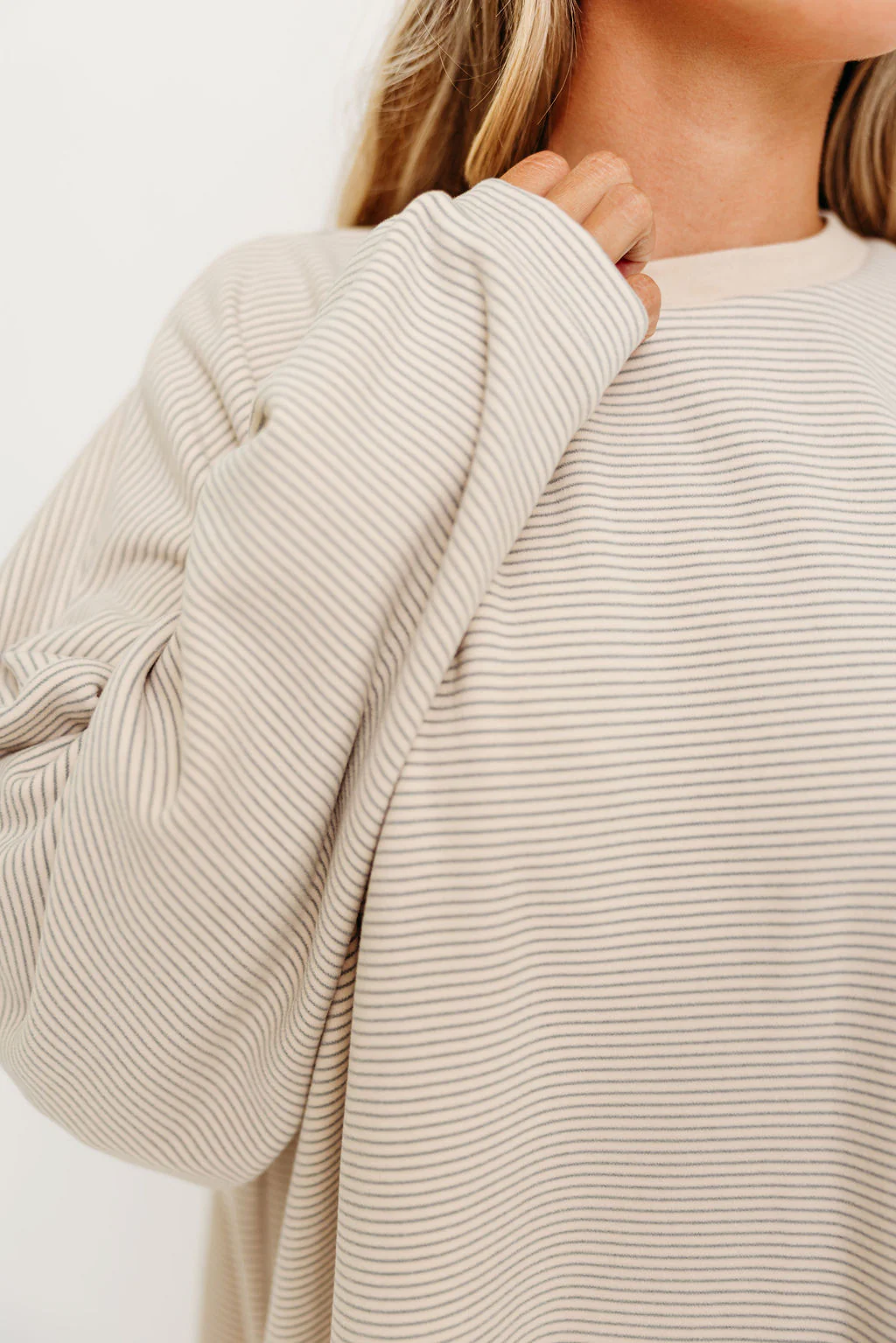 Naomi Striped Oversized Fleece Top in Cream/Grey *Worth Exclusive Print* - Image 14