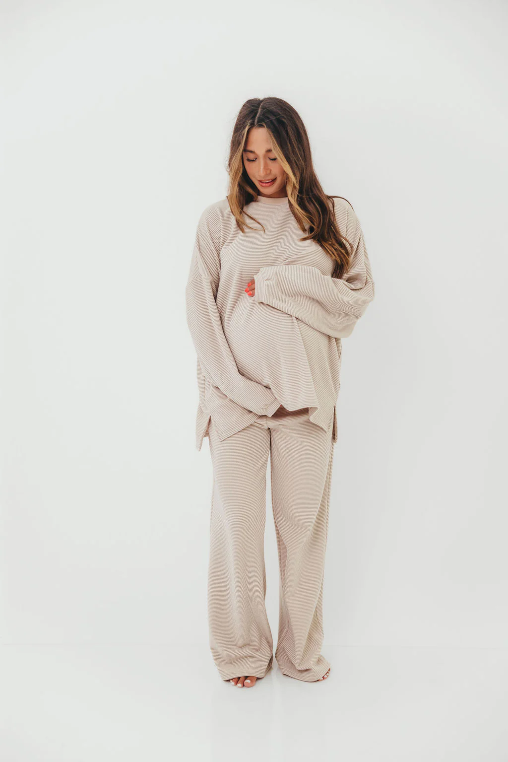 Naomi Striped Oversized Fleece Top in Cream/Grey *Worth Exclusive Print* - Image 16