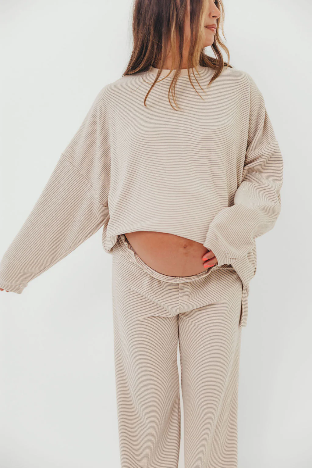 Naomi Striped Oversized Fleece Top in Cream/Grey *Worth Exclusive Print* - Image 17