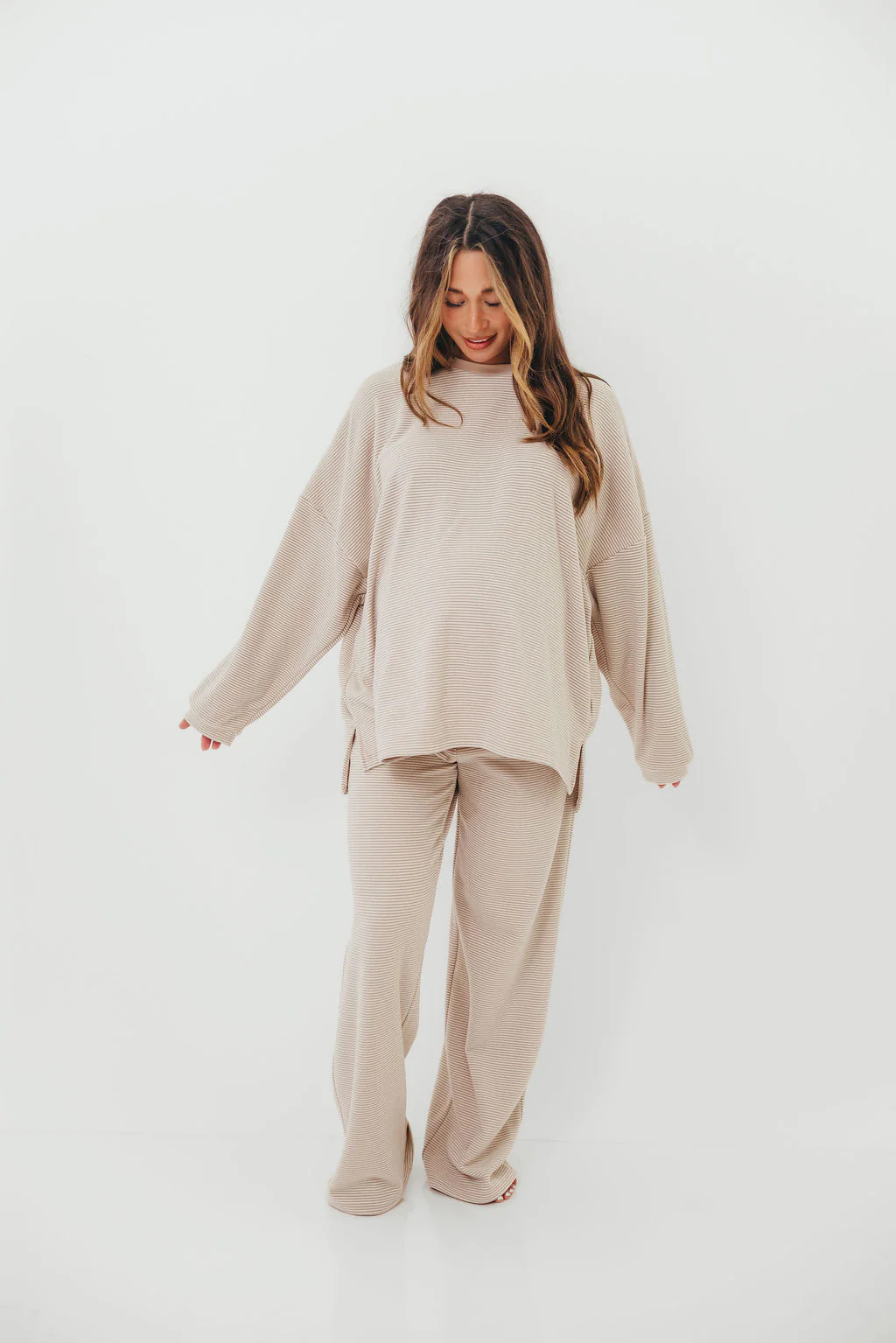 Naomi Striped Oversized Fleece Top in Cream/Grey *Worth Exclusive Print* - Image 18