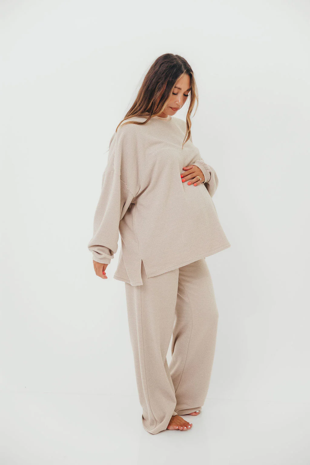 Naomi Striped Oversized Fleece Top in Cream/Grey *Worth Exclusive Print* - Image 19