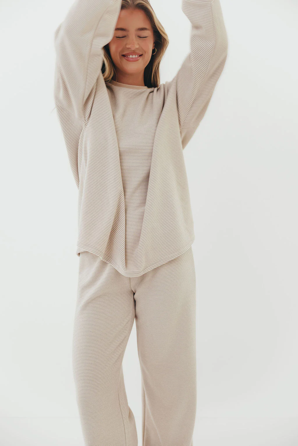 Naomi Striped Oversized Fleece Top in Cream/Grey *Worth Exclusive Print* - Image 22