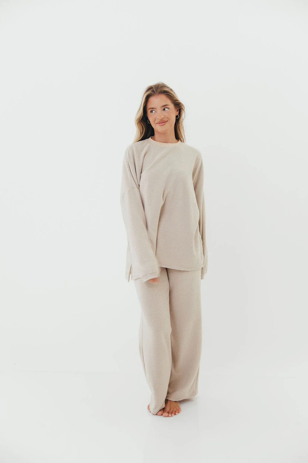 Naomi Striped Oversized Fleece Top in Cream/Grey *Worth Exclusive Print* - Image 23