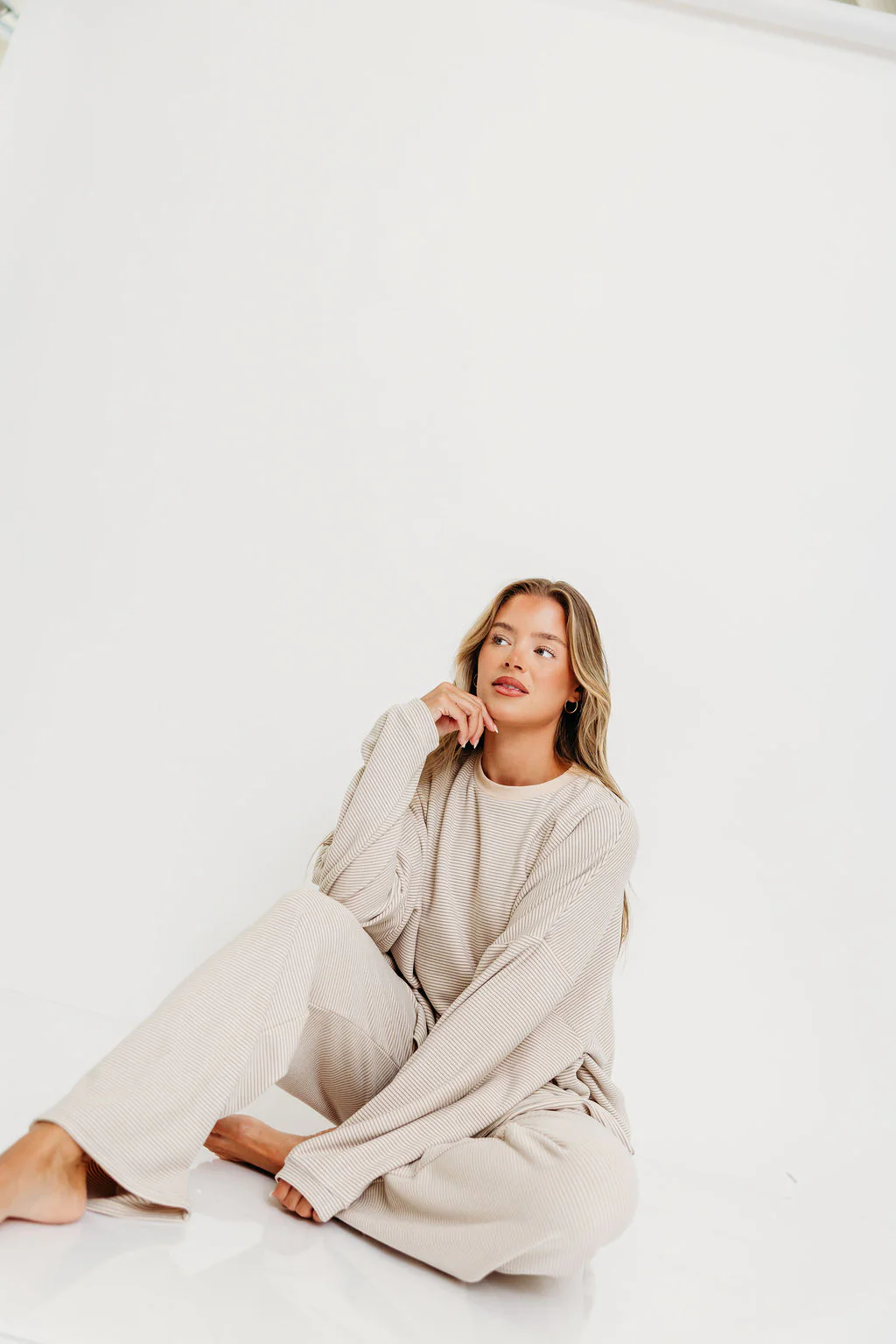 Naomi Striped Oversized Fleece Top in Cream/Grey *Worth Exclusive Print* - Image 5
