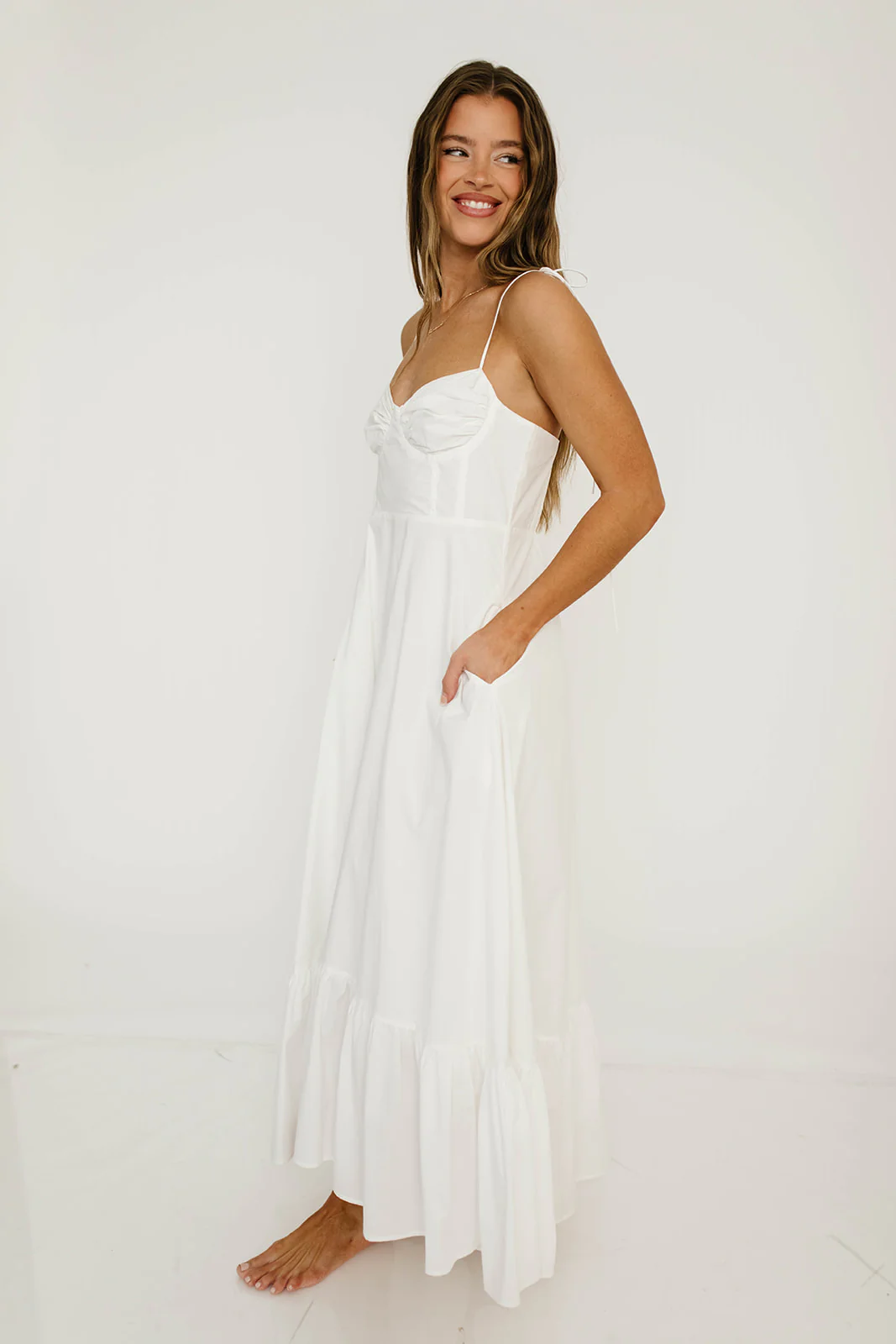 Florence Midi Dress in Off White - Image 4