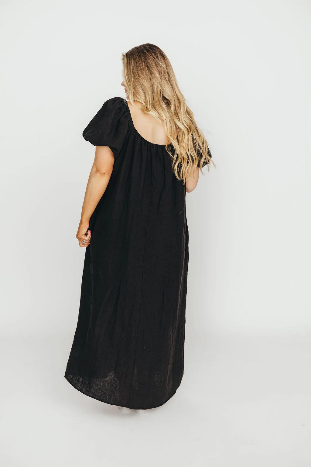 Genoa 100% Linen Maxi Dress in Black - Bump Friendly - Image 13