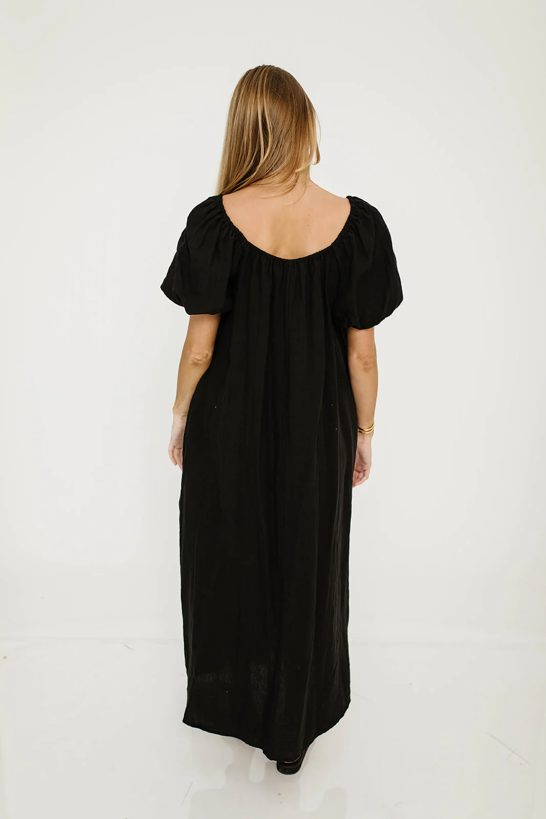 Genoa 100% Linen Maxi Dress in Black - Bump Friendly - Image 20