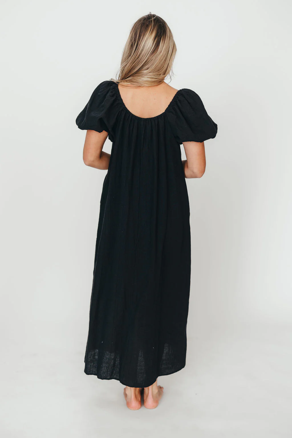 Genoa 100% Linen Maxi Dress in Black - Bump Friendly - Image 7