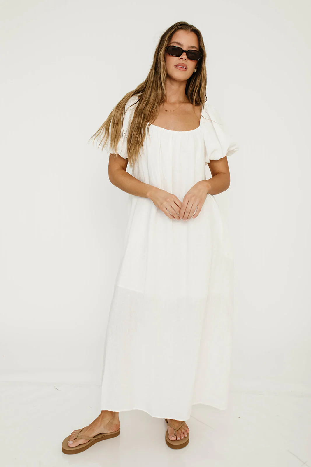 Genoa Linen Maxi Dress in Off-White - Bump Friendly
