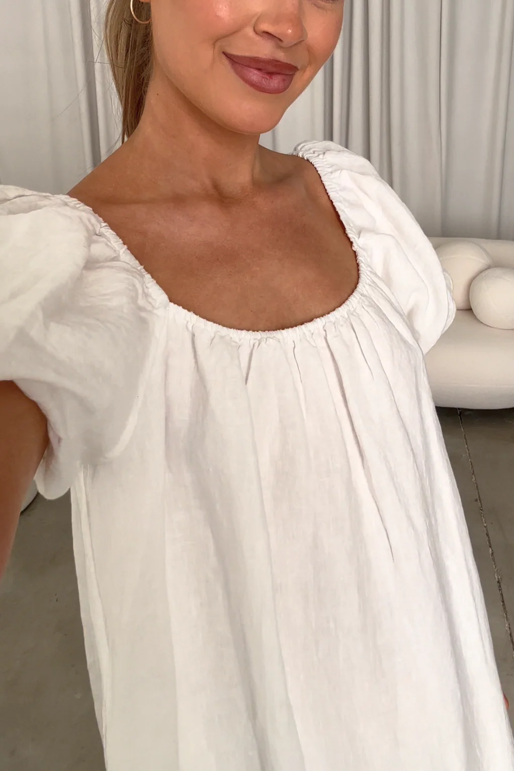 Genoa Linen Maxi Dress in Off-White - Bump Friendly - Image 10