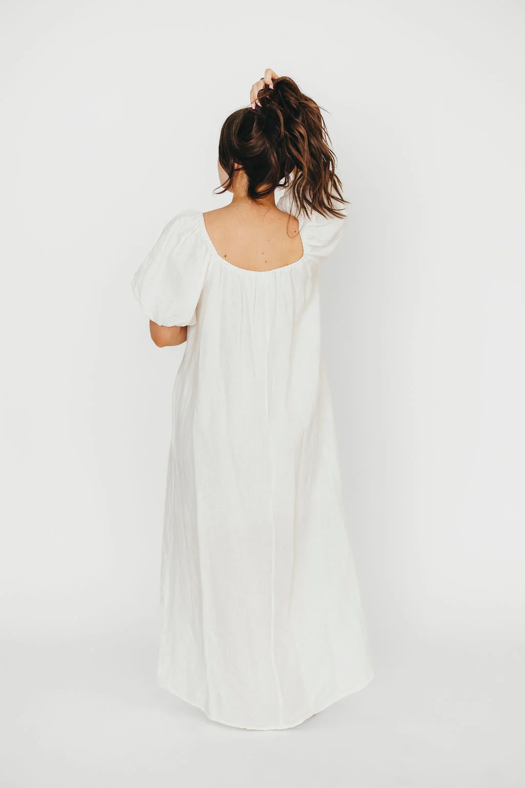 Genoa Linen Maxi Dress in Off-White - Bump Friendly - Image 20