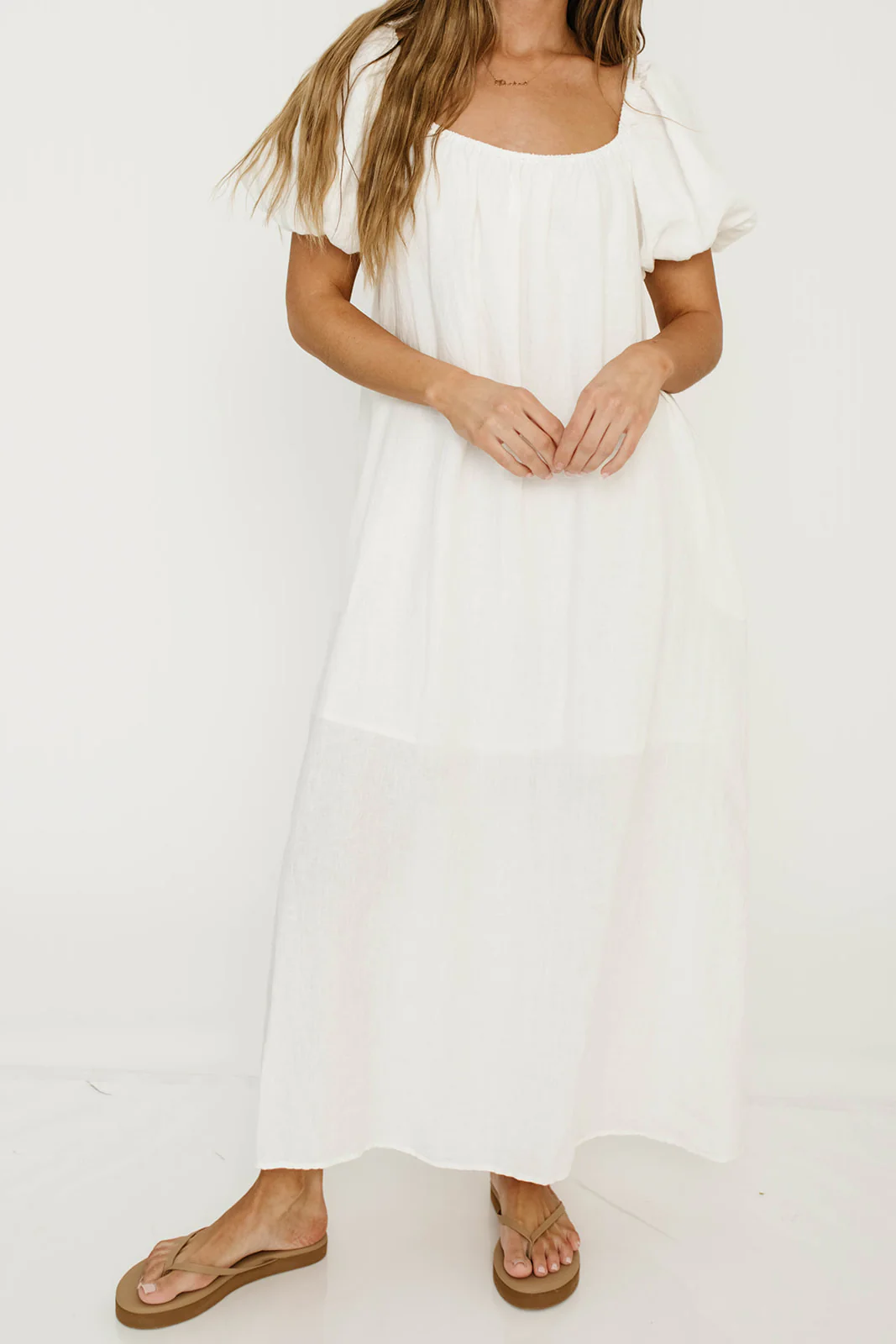Genoa Linen Maxi Dress in Off-White - Bump Friendly - Image 21