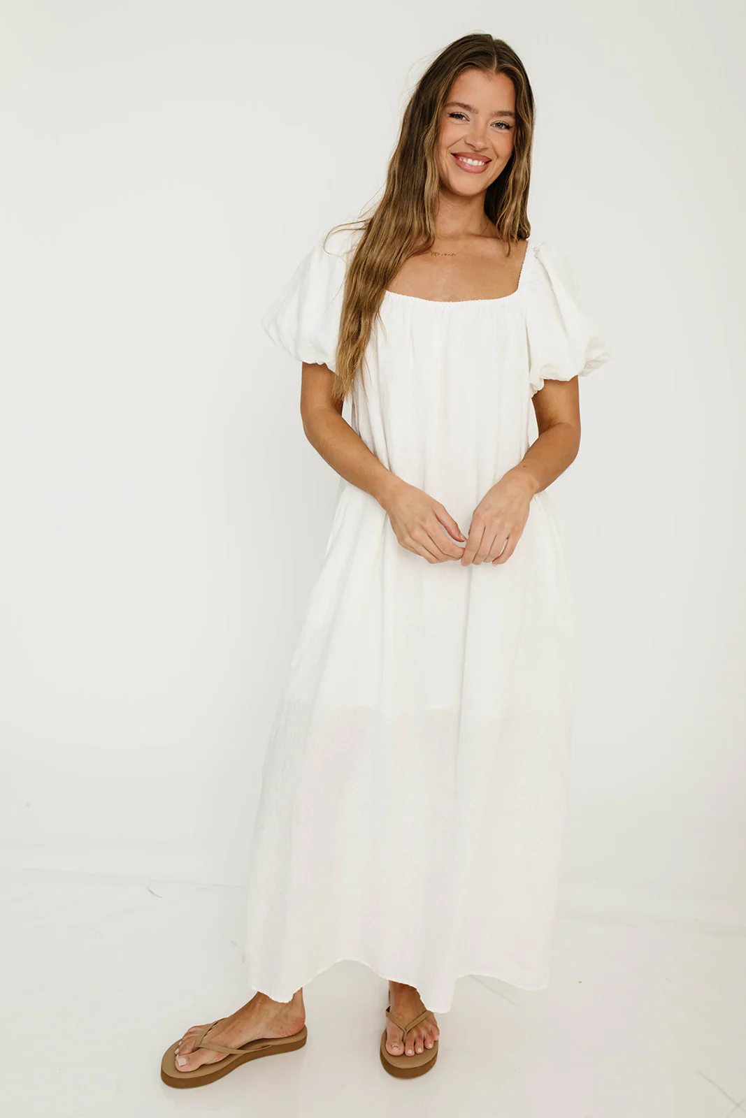 Genoa Linen Maxi Dress in Off-White - Bump Friendly - Image 23
