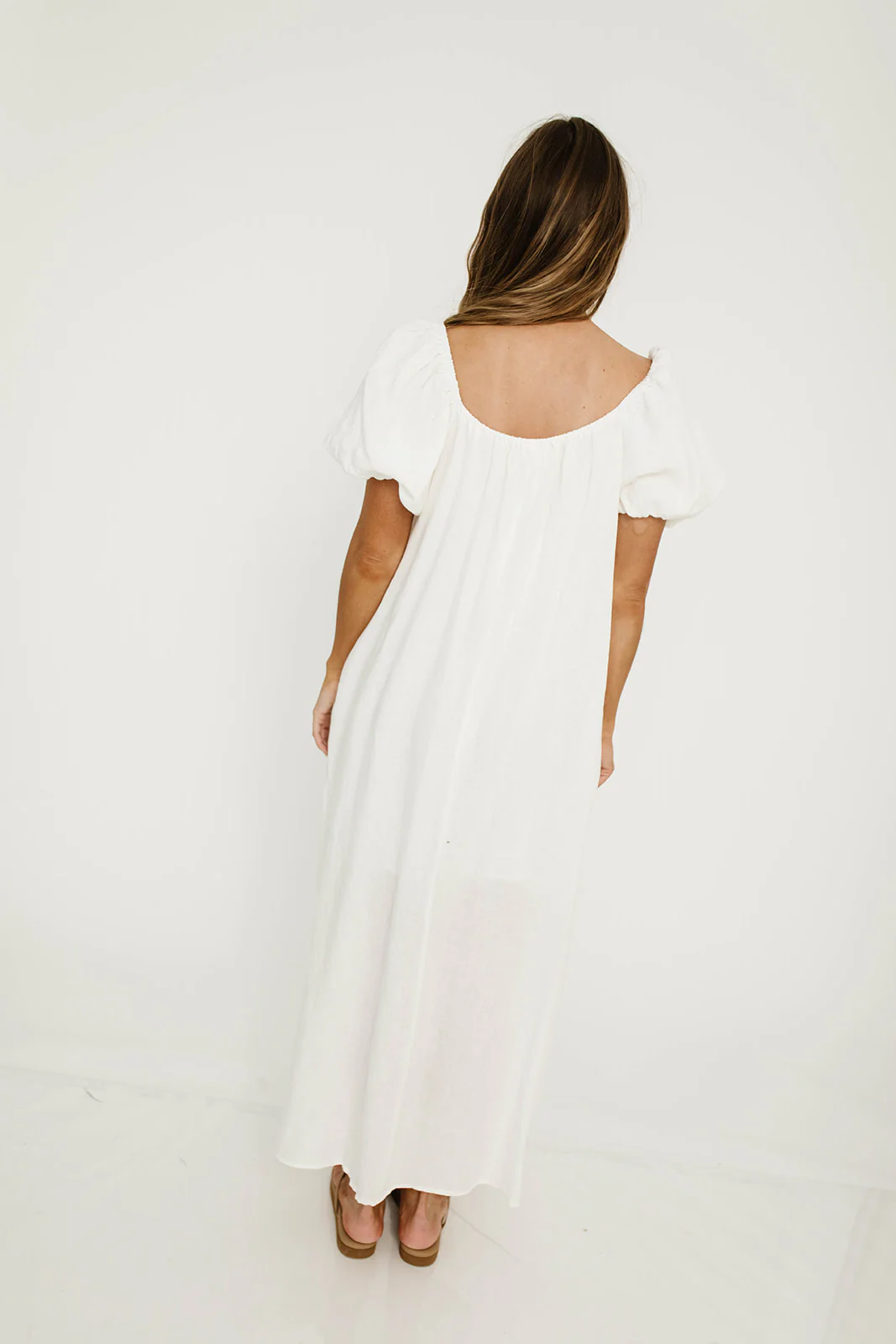Genoa Linen Maxi Dress in Off-White - Bump Friendly - Image 27