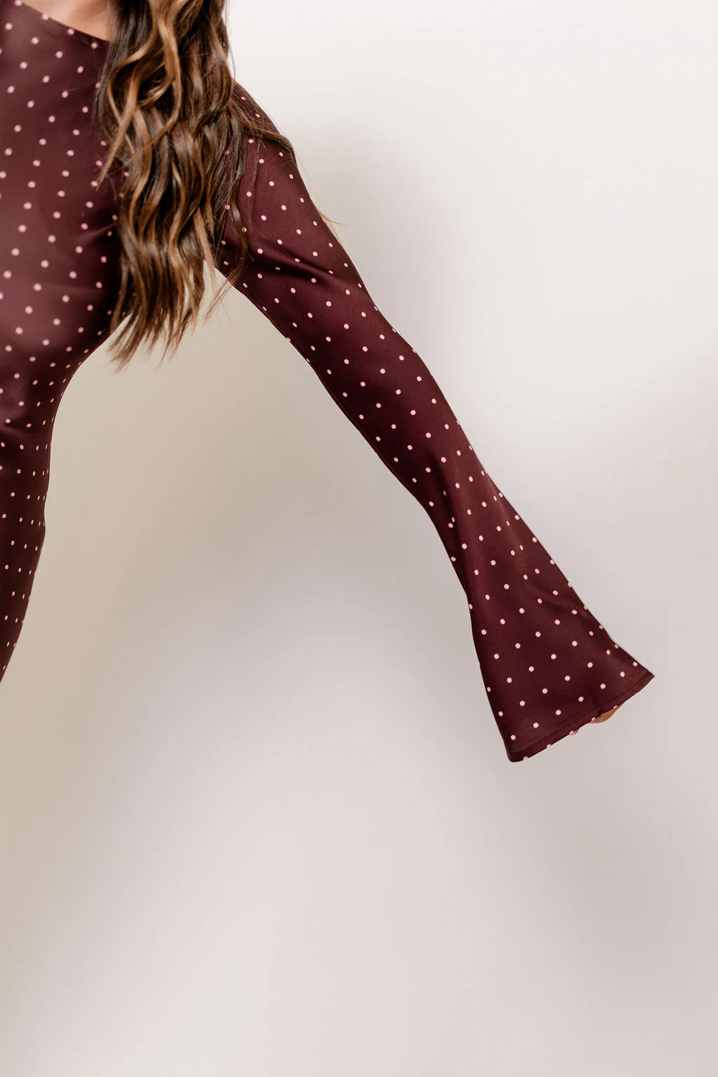 Georgie Polka Dot Maxi Dress in Burgundy - Image 12