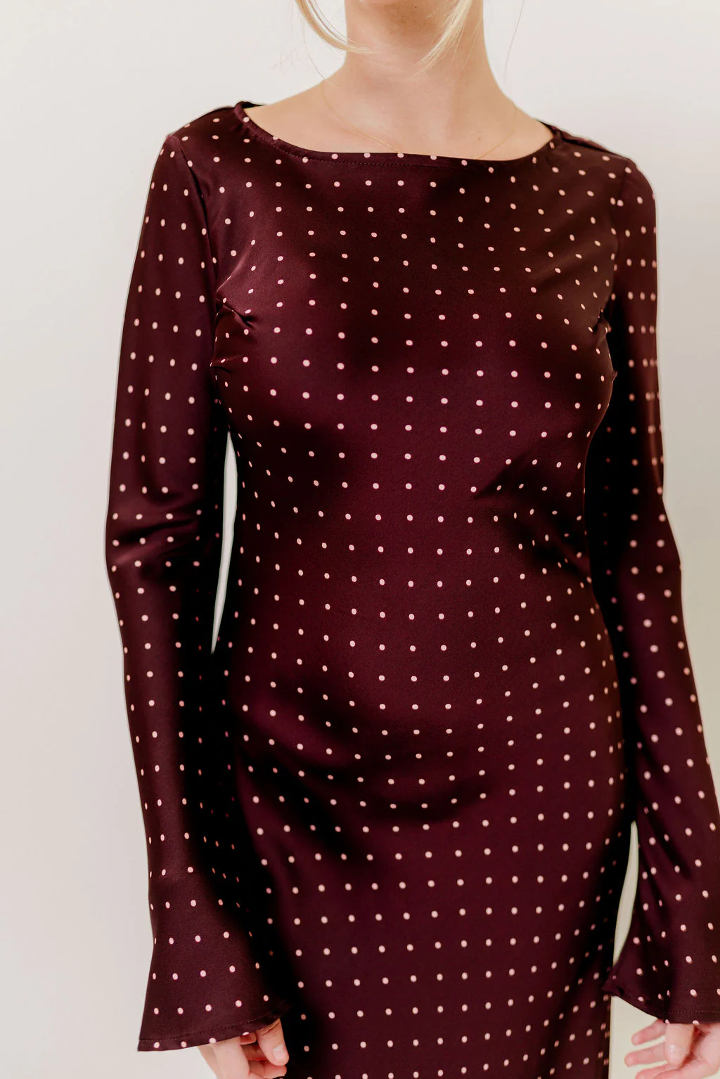 Georgie Polka Dot Maxi Dress in Burgundy - Image 3
